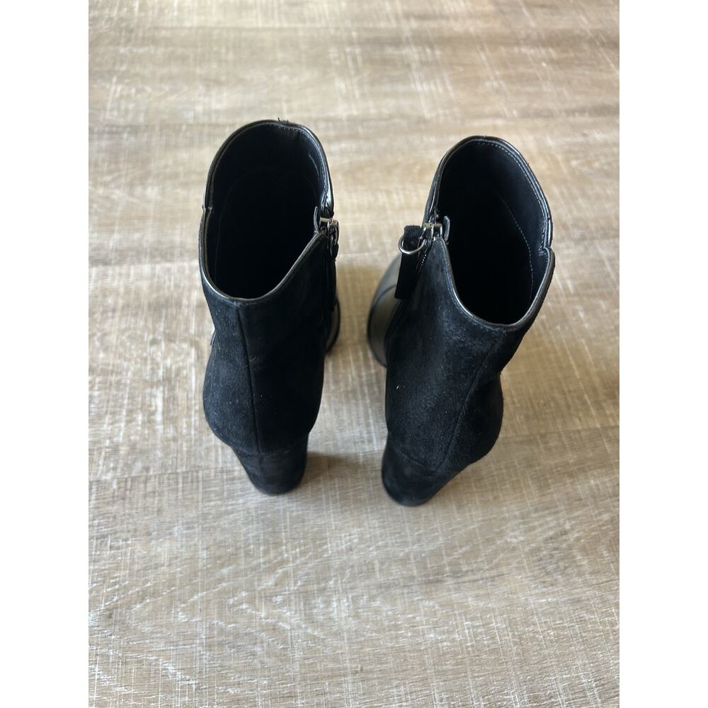 WHBM Kaydyn Ankle Booties Womens 6 Black Leather Velvet Block Heel Shoes NEW - Picture 14 of 16